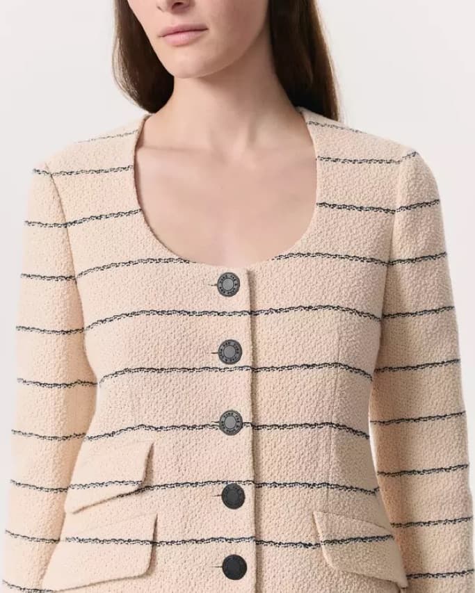 CREAM ROSLYN TWEED BLAZER - Image 2