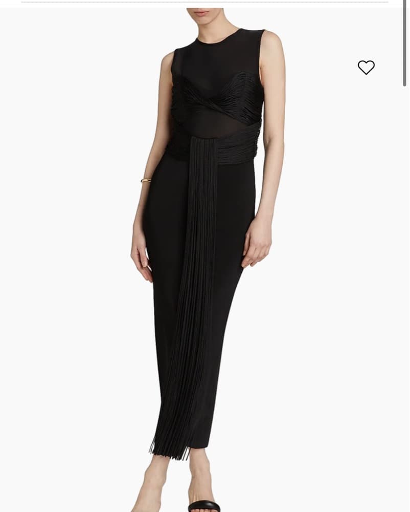 Herve Leger Nina Mesh Paneled Fringe Gow - Image 1