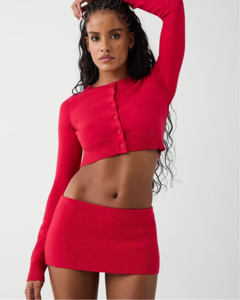 Frankies Bikinis Red Set (skirt + cardi) - Image 1
