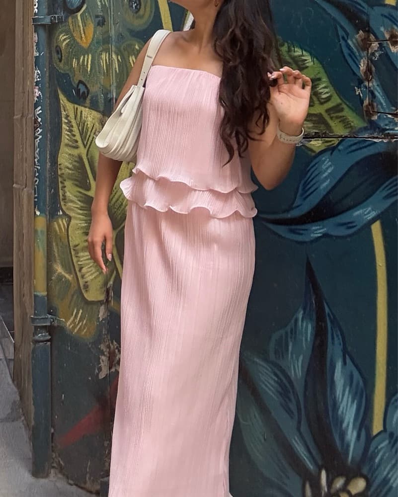 Elegant White Pleated Two-Piece Set - Image 2