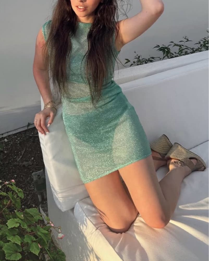 Siedres Camille Turquoise Dress - Image 4