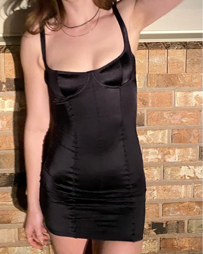 Skims Satin Black Mini Dress  - Image 1