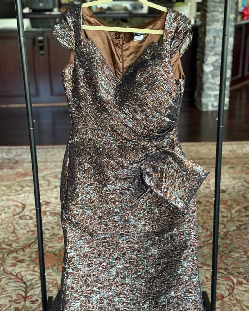 Metallic Ruched Formal Gown - Image 1