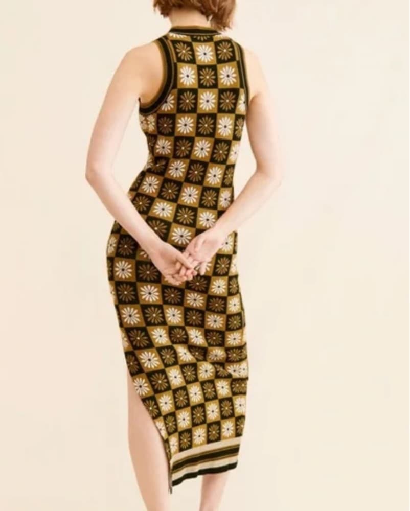 SAYLOR Brown and Tan Halter Midi Dress - Image 4