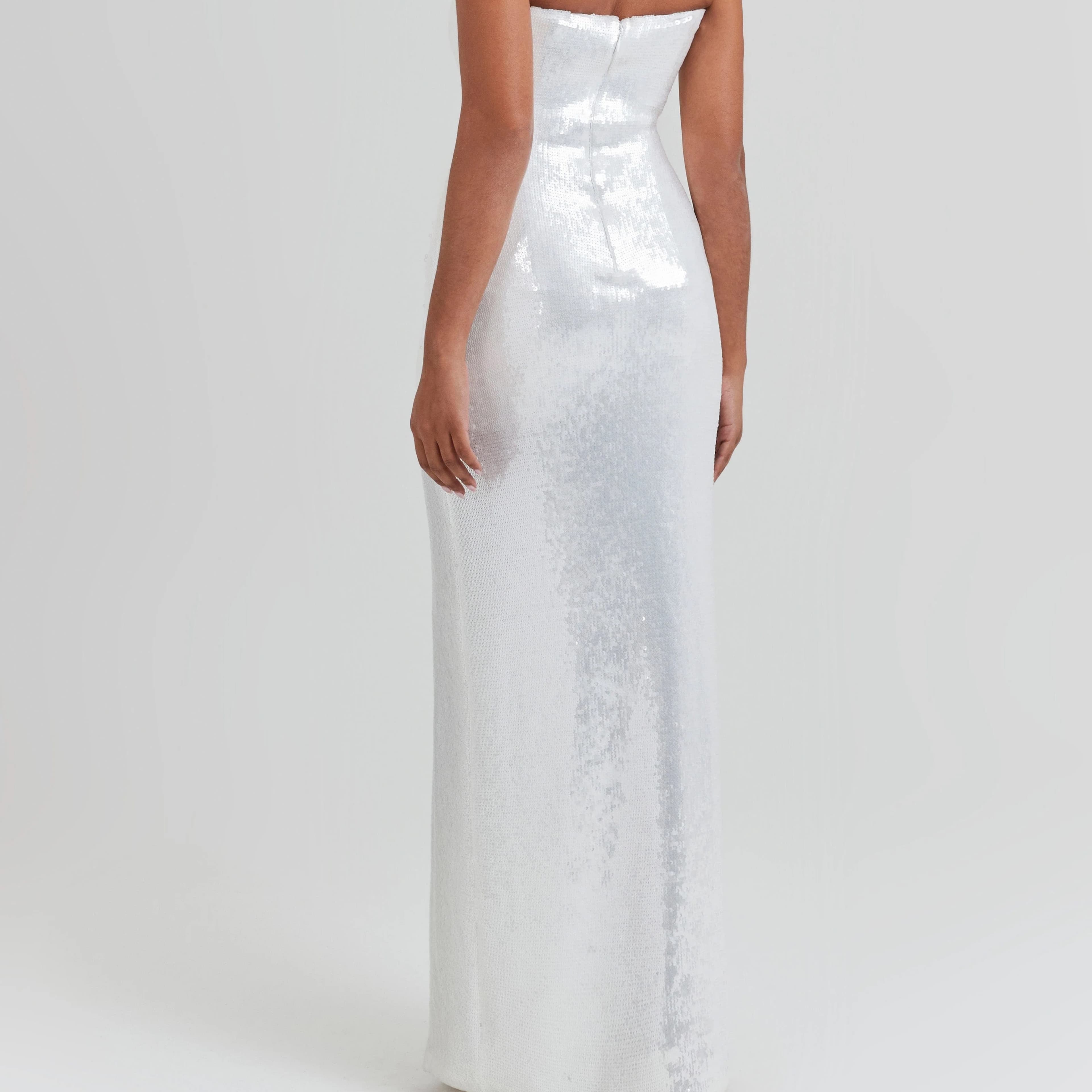 Nadine Merabi Sequined Gown / White / L - Image 3