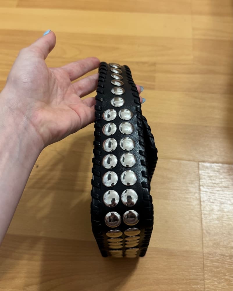 MANGO Black Studded Silver Purse - Image 3