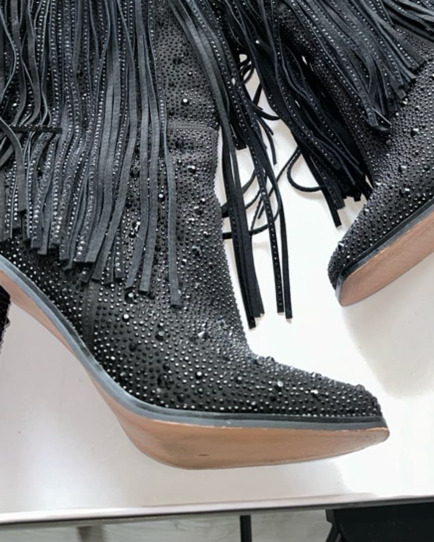 Knee-High Sparkly, Fringe Cowboy Boots - Image 4