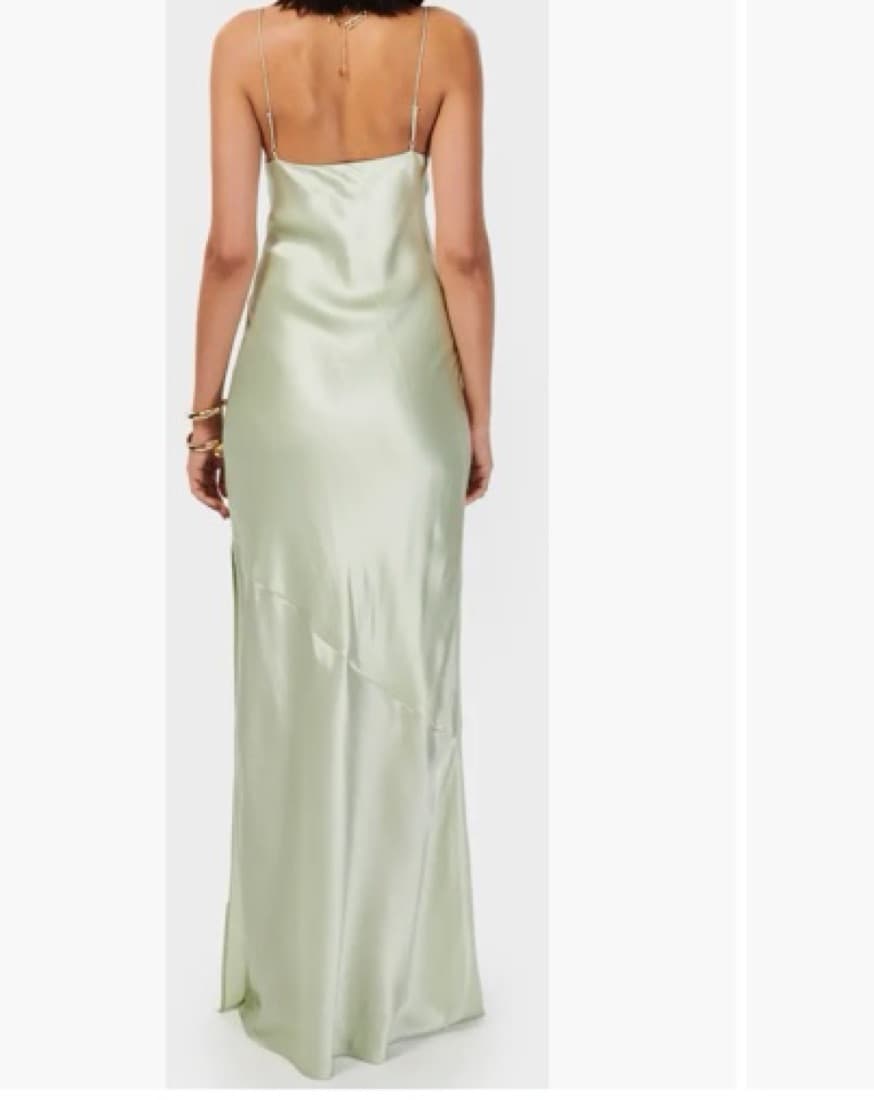 Elegant Mint Green Satin Maxi Dress - Image 4