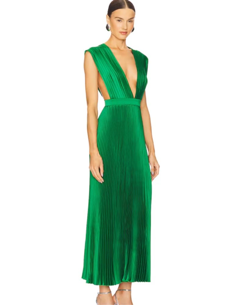 L’IDEE Gala Midi Dress In Bright Green  - Image 2