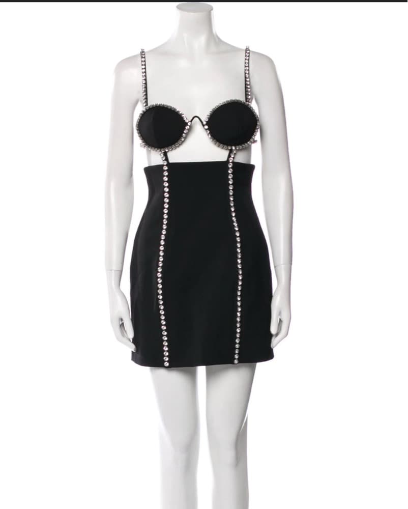 Glamorous Black Rhinestone Mini Dress - Image 4