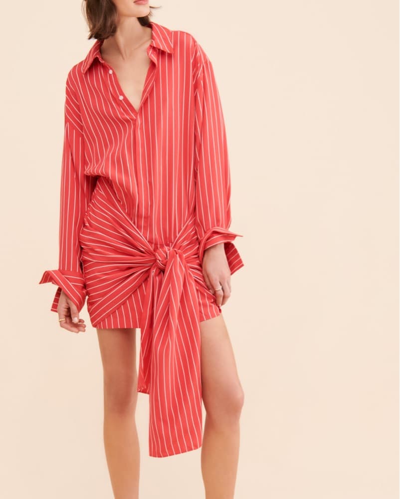 BARDOT— Malira Shirt Dress In Red  - Image 1