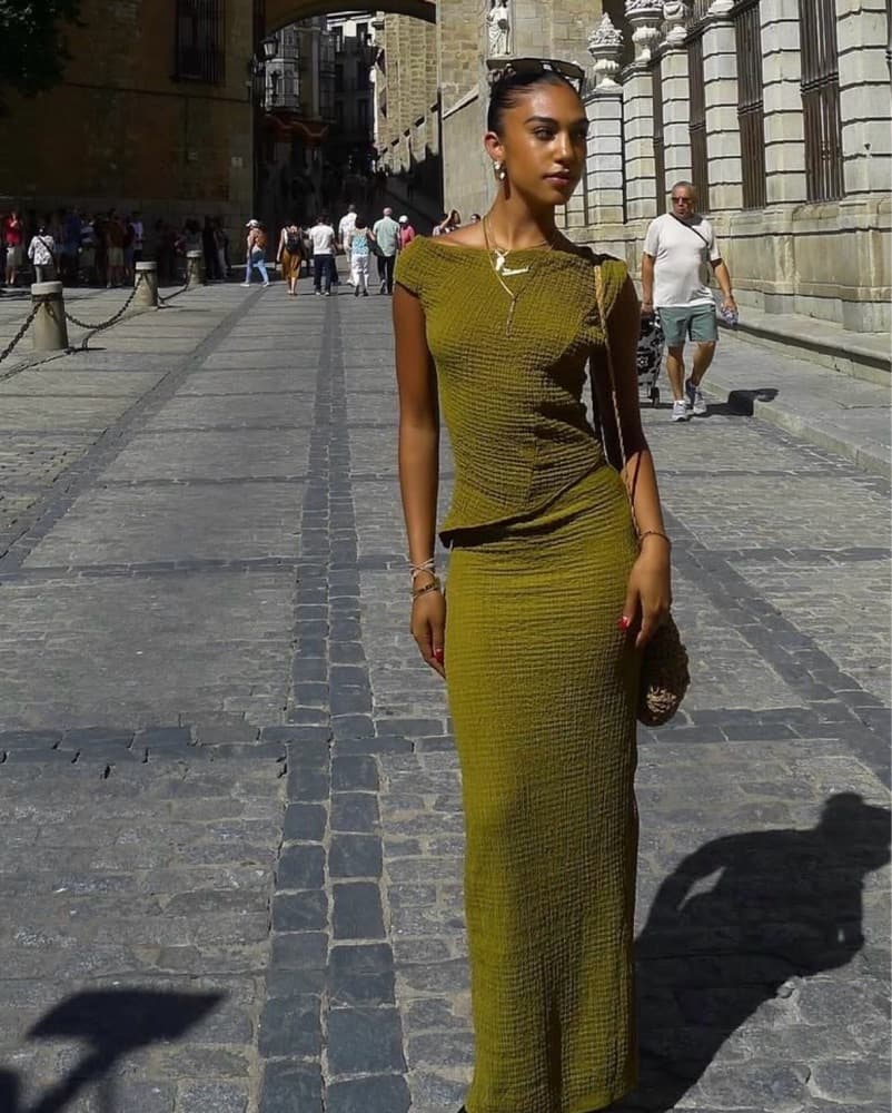 Chic Mustard Yellow Maxi Two Piece - Image 4