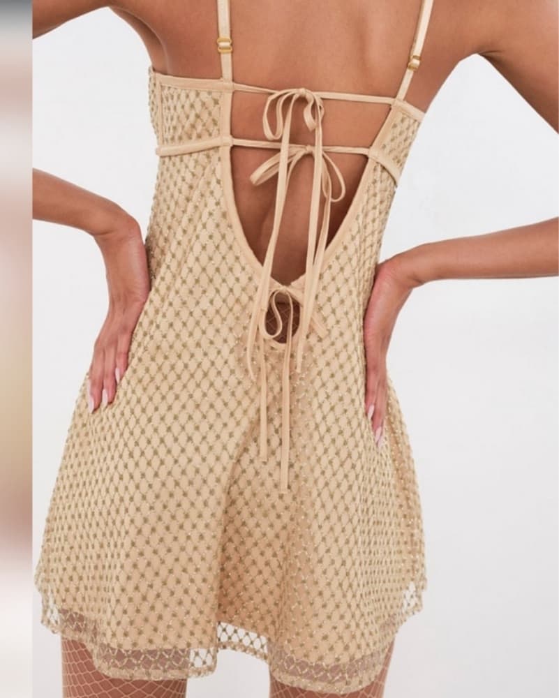 For Love And Lemons Gold Mini Dress - Image 2