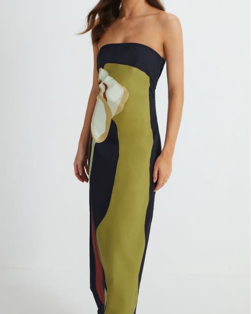 Flower Colorblock Strapless Dress Dupe - Image 2