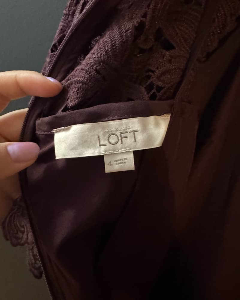 Loft Shift Dress Maroon Lace Size 4 - Image 3