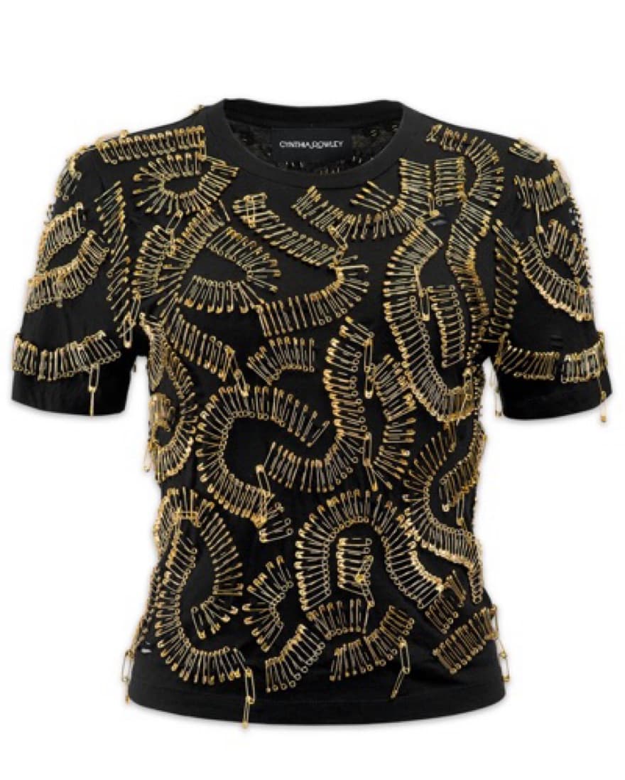 Cynthia Rowley Safety Pin Shirt- Black - Image 3