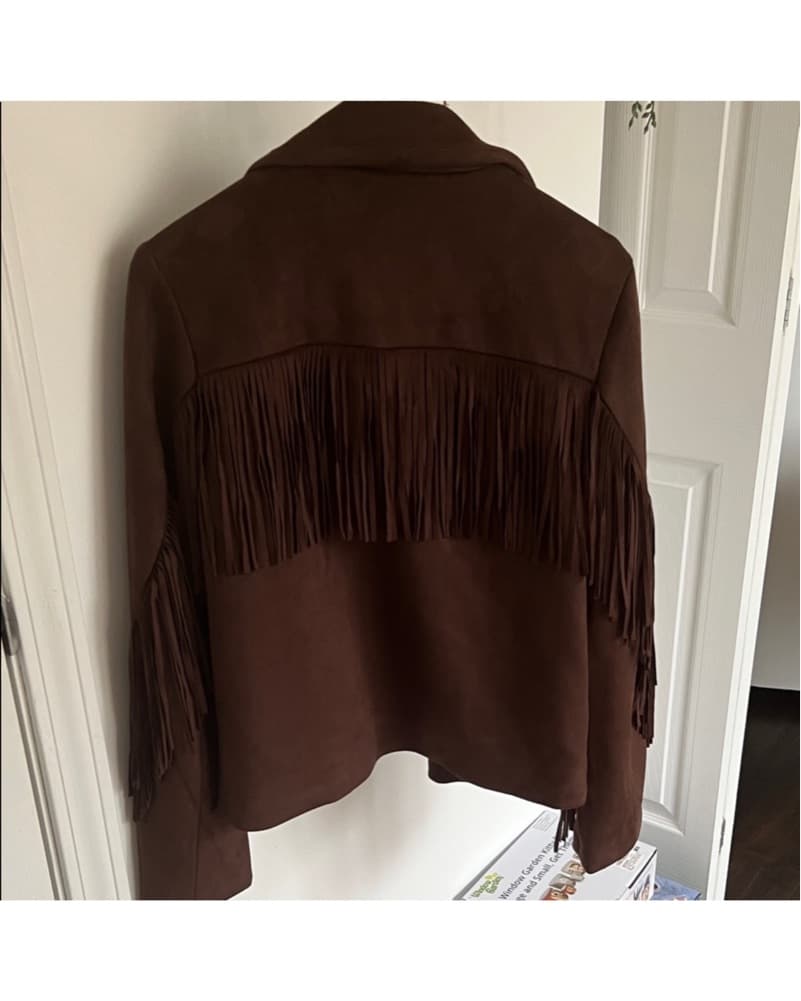 Brown Fringed Suede Jacket - Image 2
