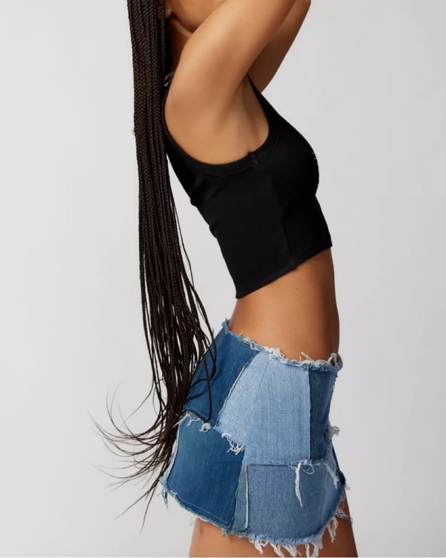 UO Denim Patchwork Mini Skirt - Image 2