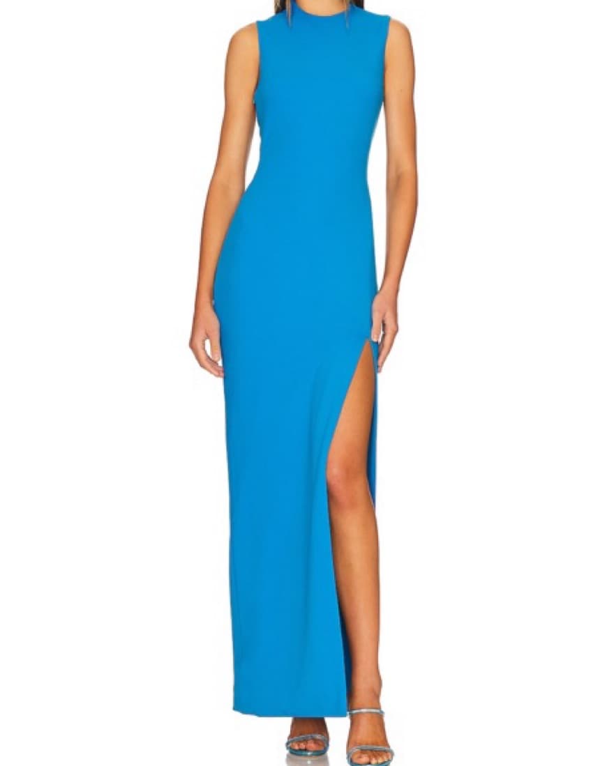 Bright Blue Sleeveless Maxi Dress - Image 2