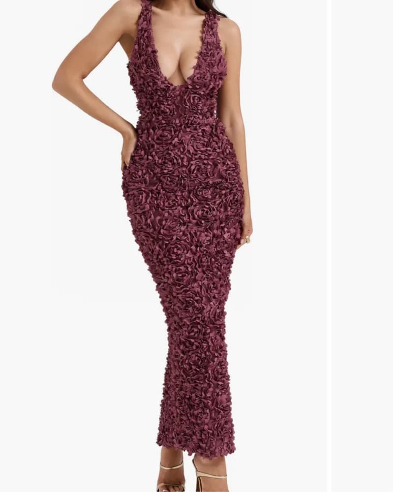 House of CB Carena Flower Appliqué Gown - Image 3