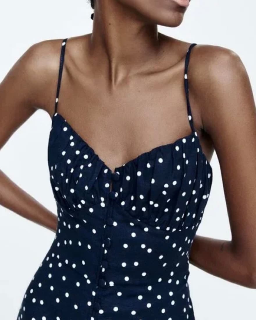 Linen Zara Polka Dot Dress - Image 2