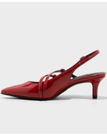 Red Buckle Slingback Kitten Heels  - Image 1