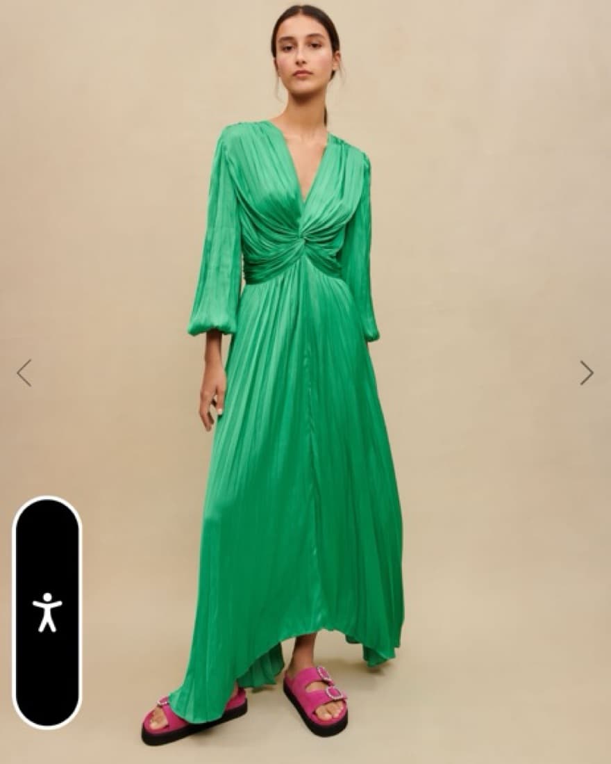 Green Satin Maje Dress - Image 1