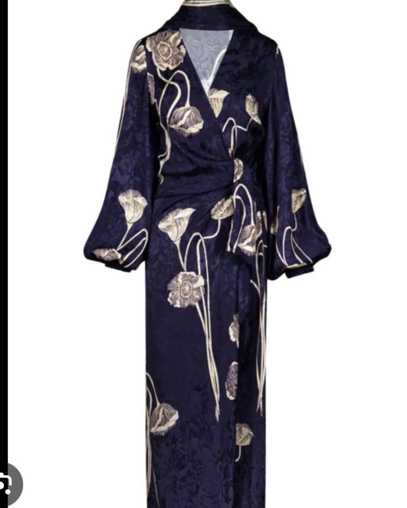 Johanna Ortiz navy Poppy Wrap Dress - Image 3