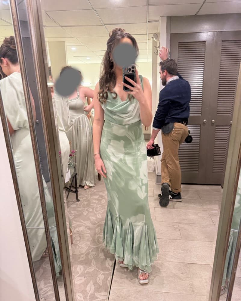 Sage Green Maxi Dress with Florals - Image 1