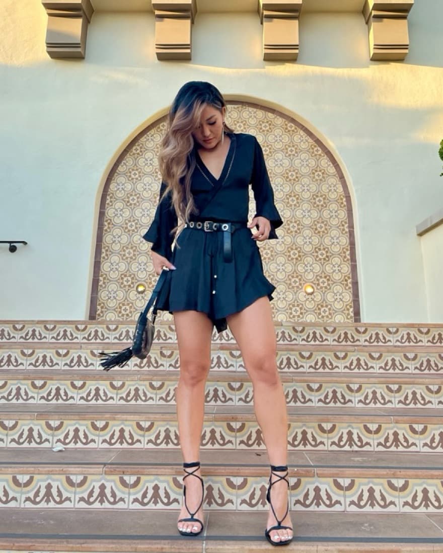 Winona Silk Romper Wrap Mini Dress - Image 3