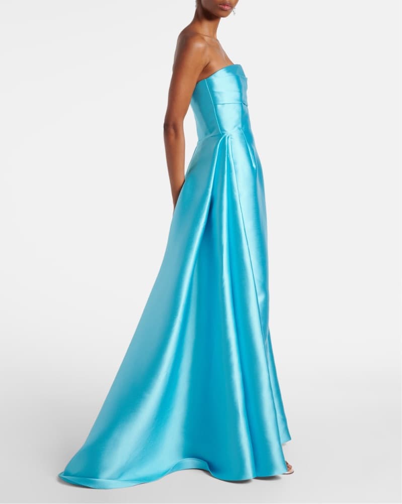 Solace London Strapless Blue Gown - Image 3