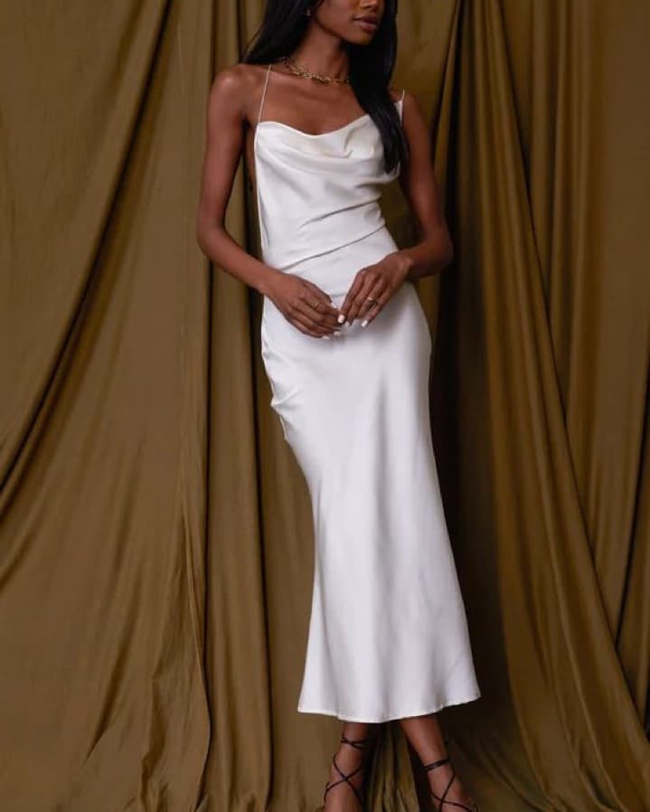 Ivory Satin Slip Dress - Image 1