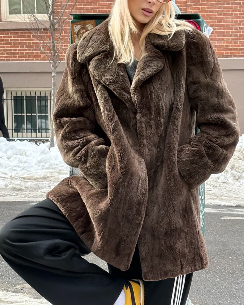 Real Fur Brown Vintage Jacket - Image 2