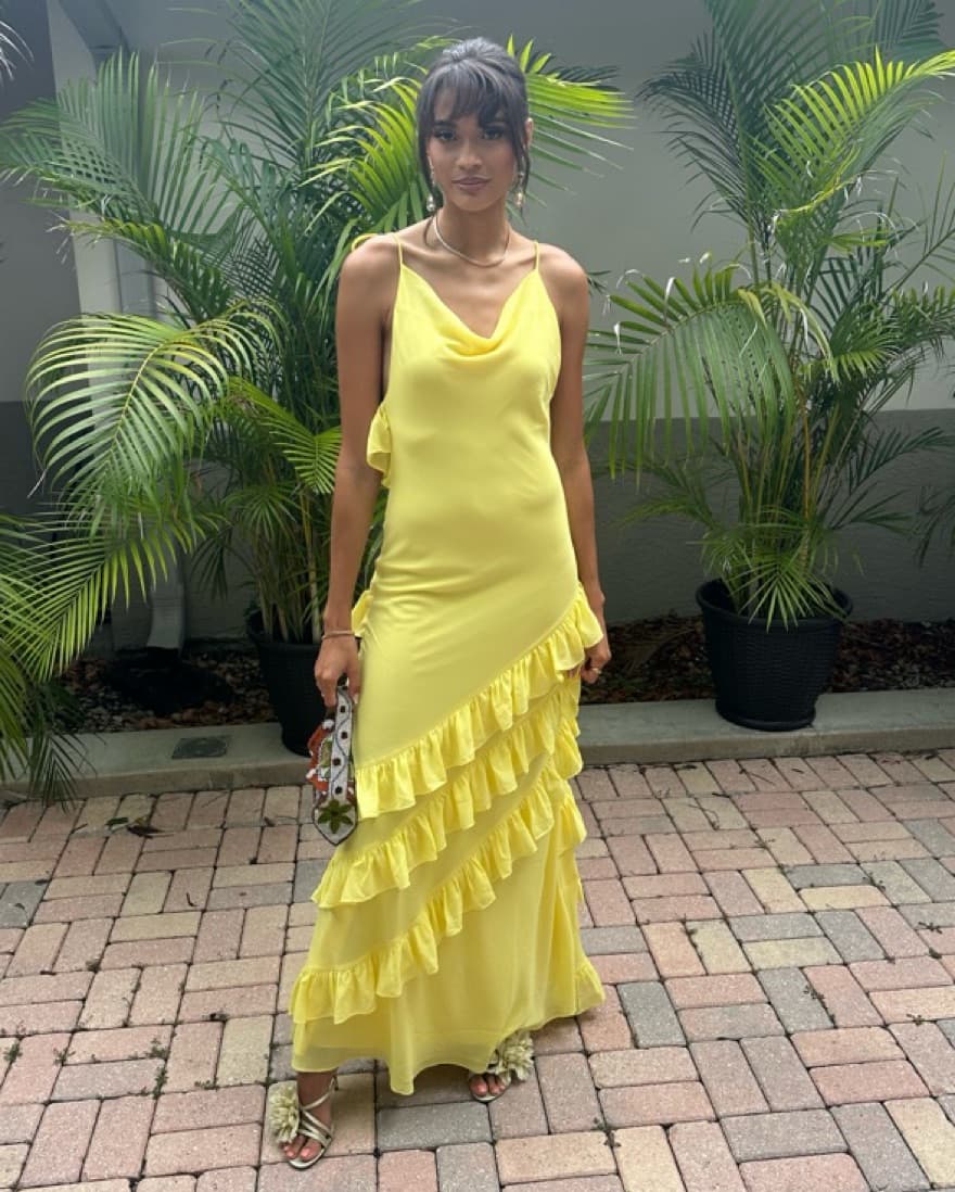 Stunning Ruffled Yellow Maxi Dress - Image 6