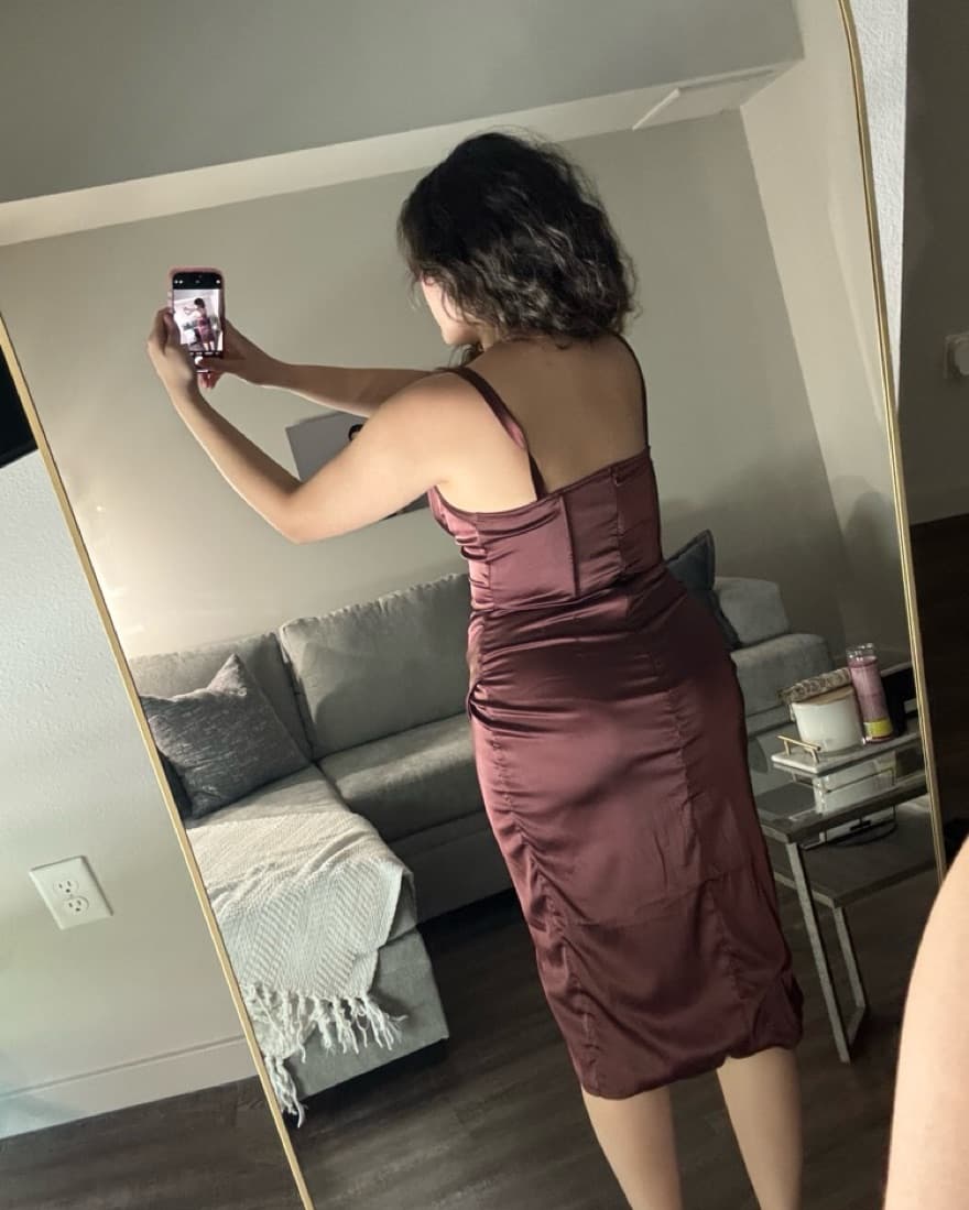 Brown Corset Satin Dress - Image 6