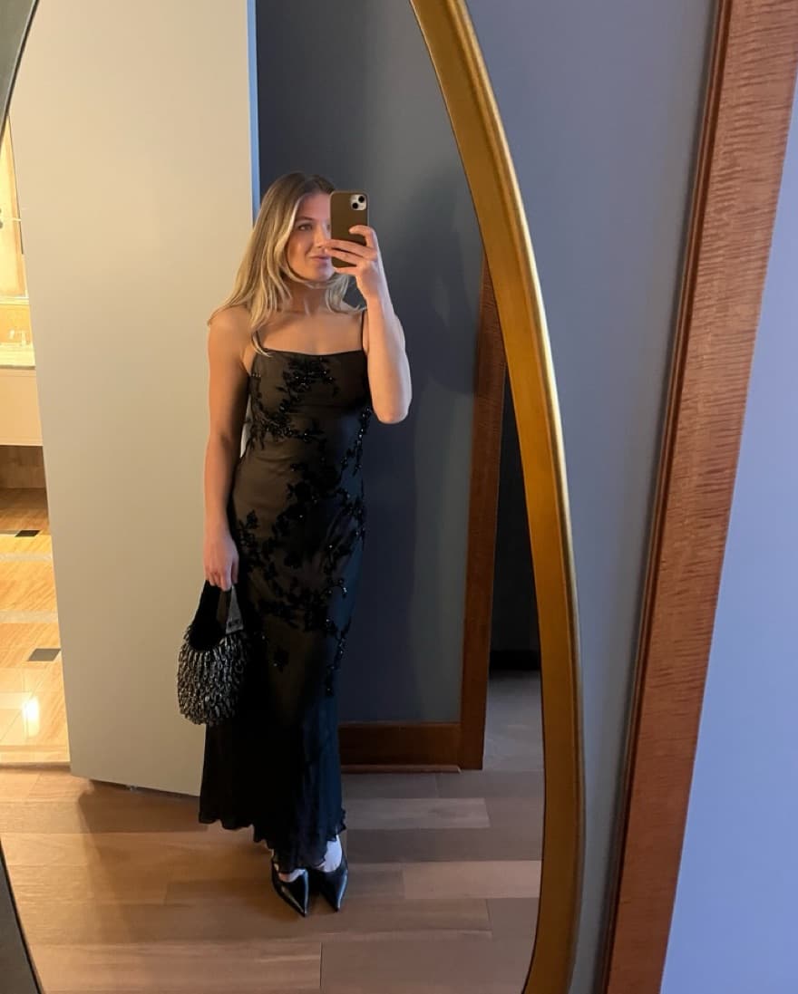 Vintage Black Beaded Gown - Image 1