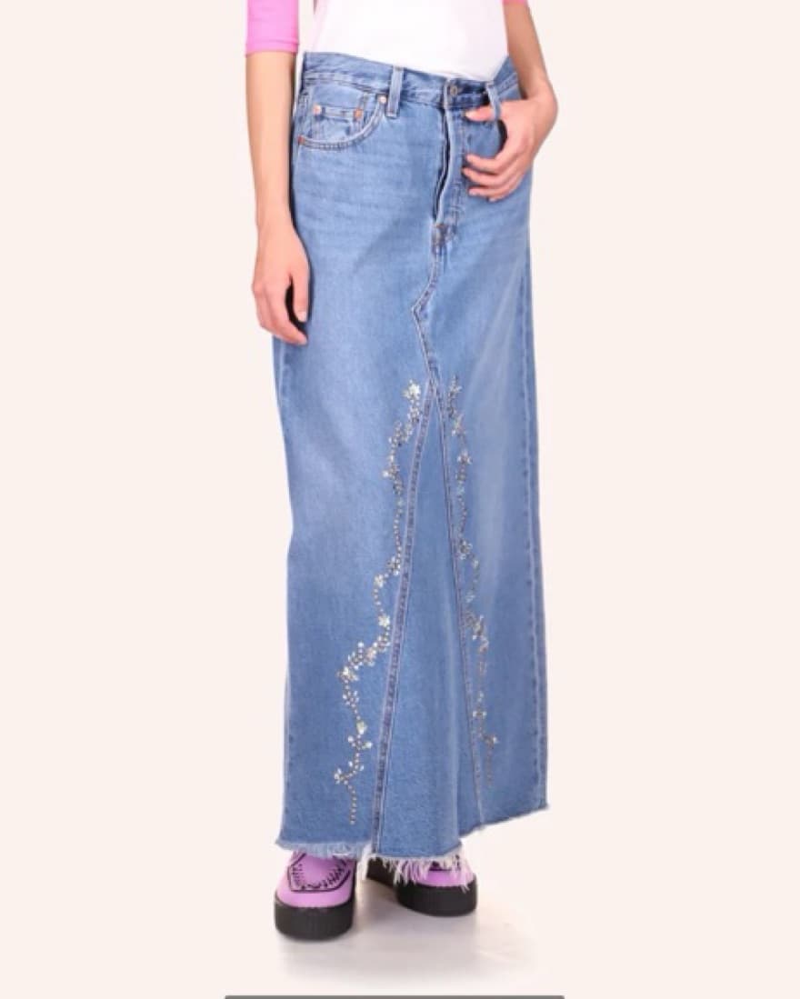 Anna Sui Embroidered Denim maxi Skirt - Image 2