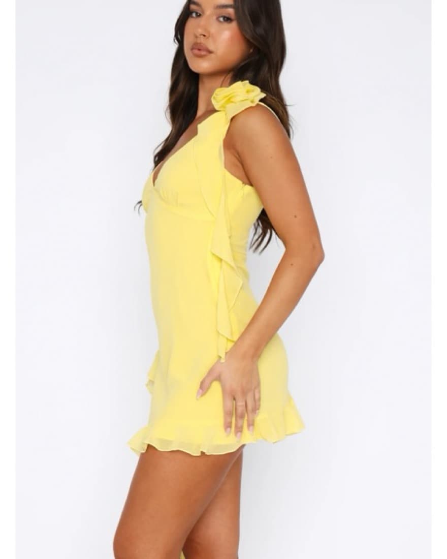 White Fox Yellow Mini Dress - Image 2