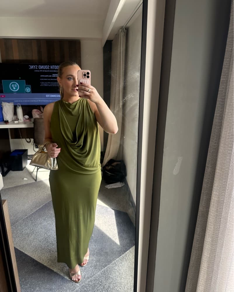 Green Draped Dress - Image 6