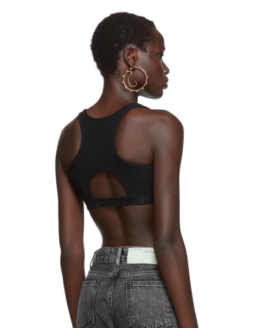 Off-white Black Ribbed Bra Top - Image 2