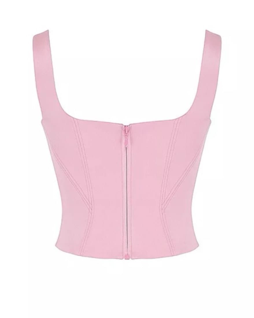 Fairy Pink Satin Longline Corset Top  - Image 4
