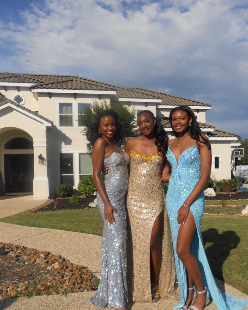 Silver Light Blue Prom Maxi Dress  - Image 1