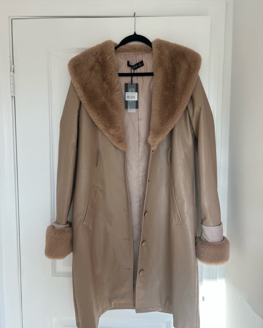 Long Fur Trim Coat  - Image 1