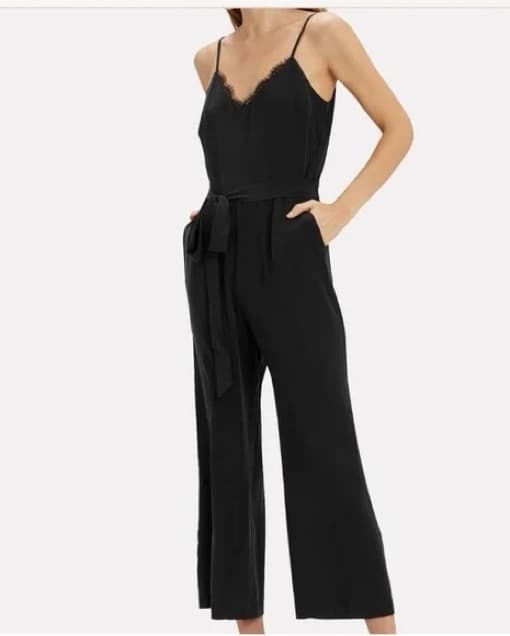 L'Agence Dia Black Silk Lace Jumpsuit - Image 1