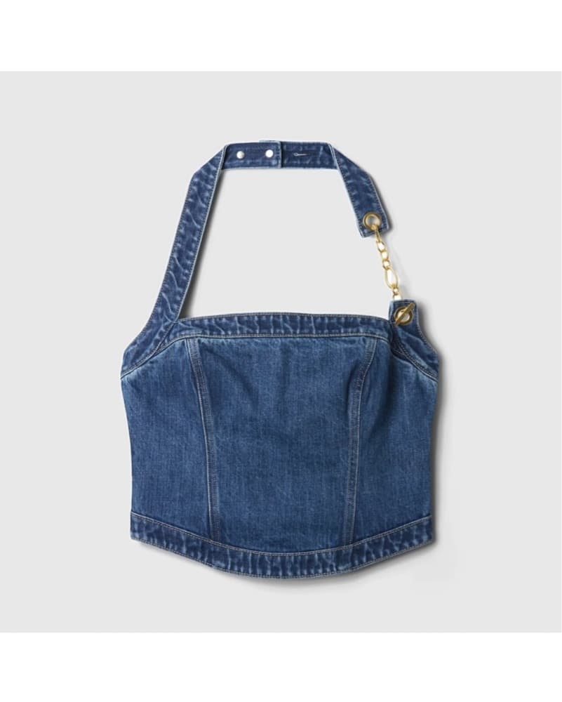 Gap X cult Gaia Denim Bustier Gold Chain - Image 1