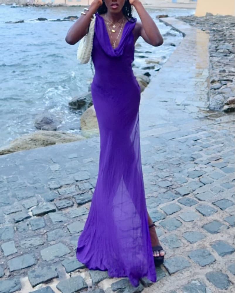 Purple Rat And Boa Maxi Dress - Image 4