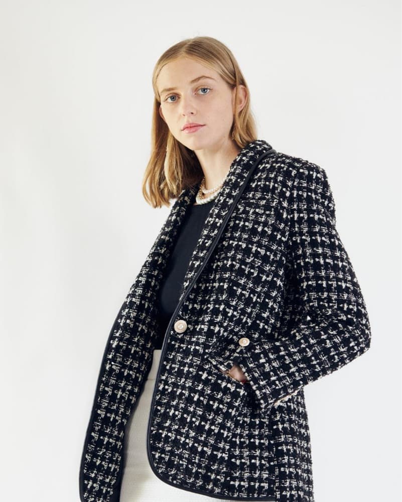Black & White Tweed Checkers Blazer - Image 4