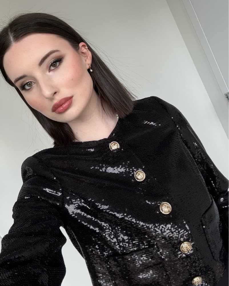 Cinc-a-Sept Sequined Black Top - Image 2