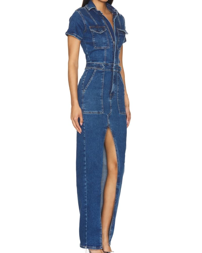 Fit For Success Denim Maxi Dress - Image 3