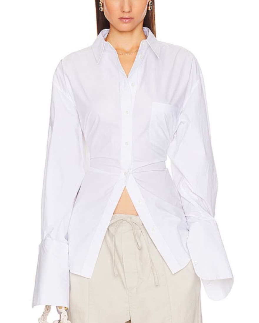 Helsa Poplin Lace Back Shirt White - Image 1
